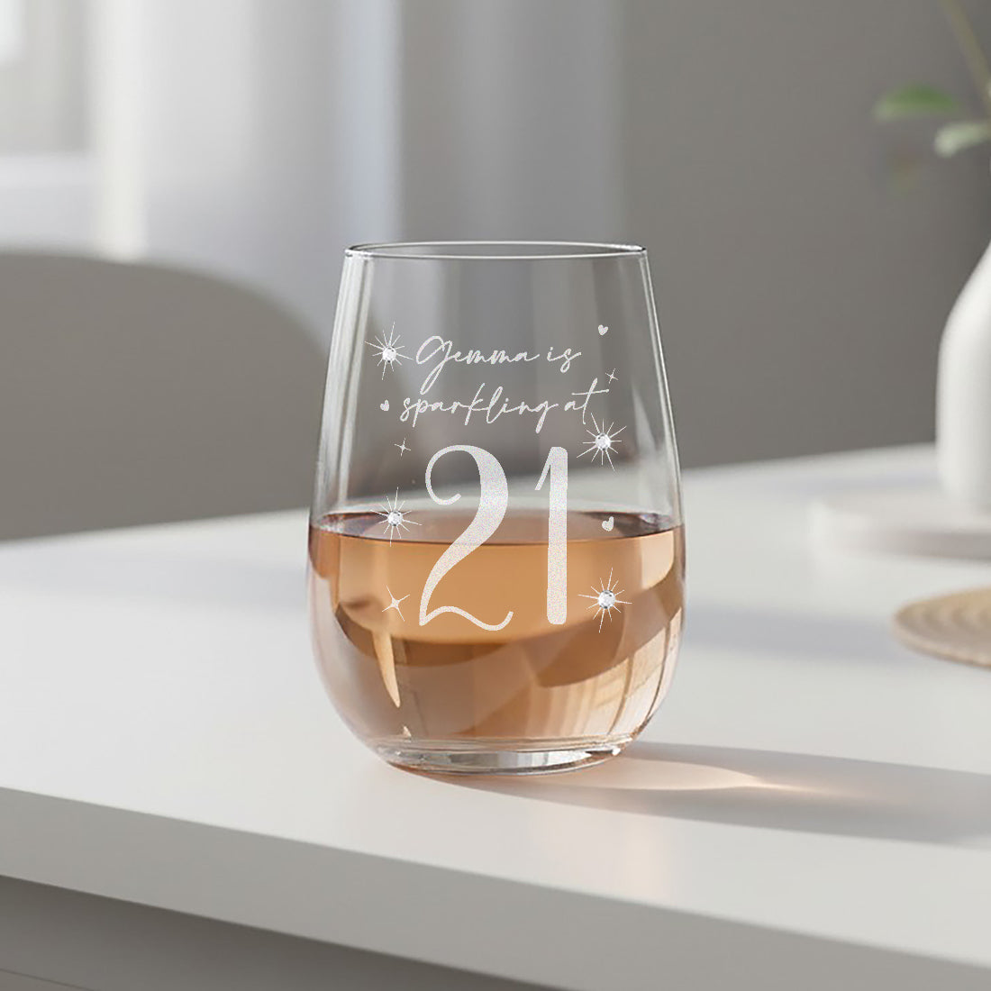 Any Age Birthday Diamante Crystal Embellished Stemless Glass