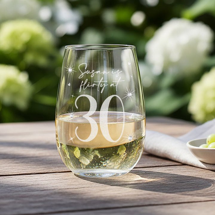 30th Birthday Diamante Crystal Embellished Stemless Glass