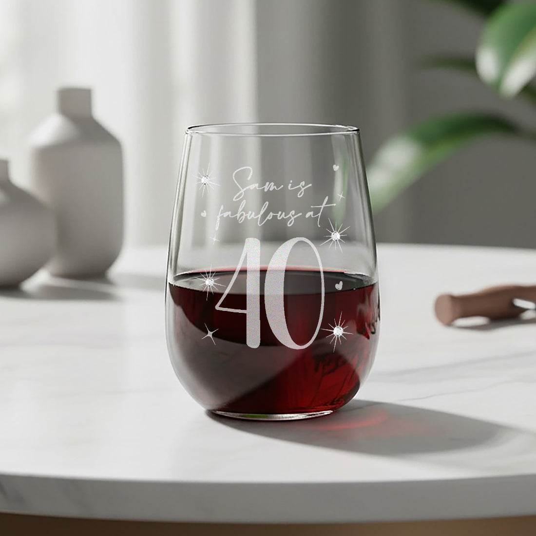 Any Age Birthday Diamante Crystal Embellished Stemless Glass