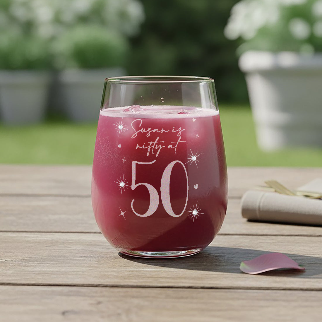 Any Age Birthday Diamante Crystal Embellished Stemless Glass
