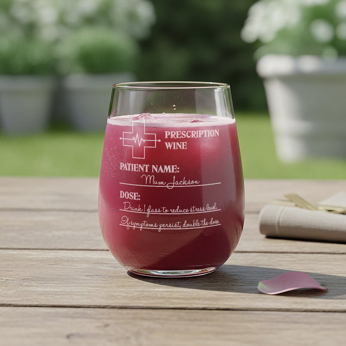 Personalised Prescription Stemless Glass