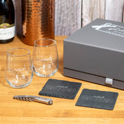 Wedding Botanical Frame Pair of Stemless Glasses Gift Set