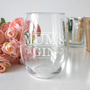Gin Label Engraved Stemless Gin Glass