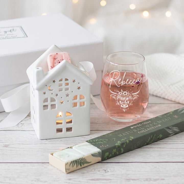 Highland Cow Stemless Glass and Wax Melts Gift Boxed Set