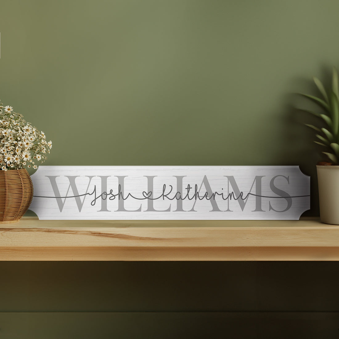 Couple Surname Wedding or Anniversary Grey or White Love Heart Street Sign Decoration-Love Lumi Ltd