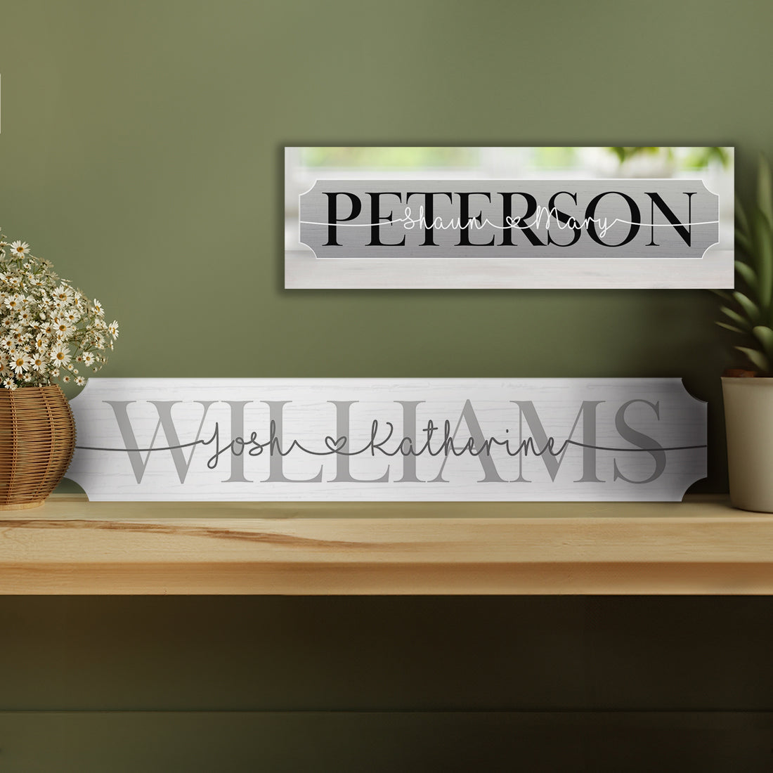Couple Surname Wedding or Anniversary Grey or White Love Heart Street Sign Decoration-Love Lumi Ltd
