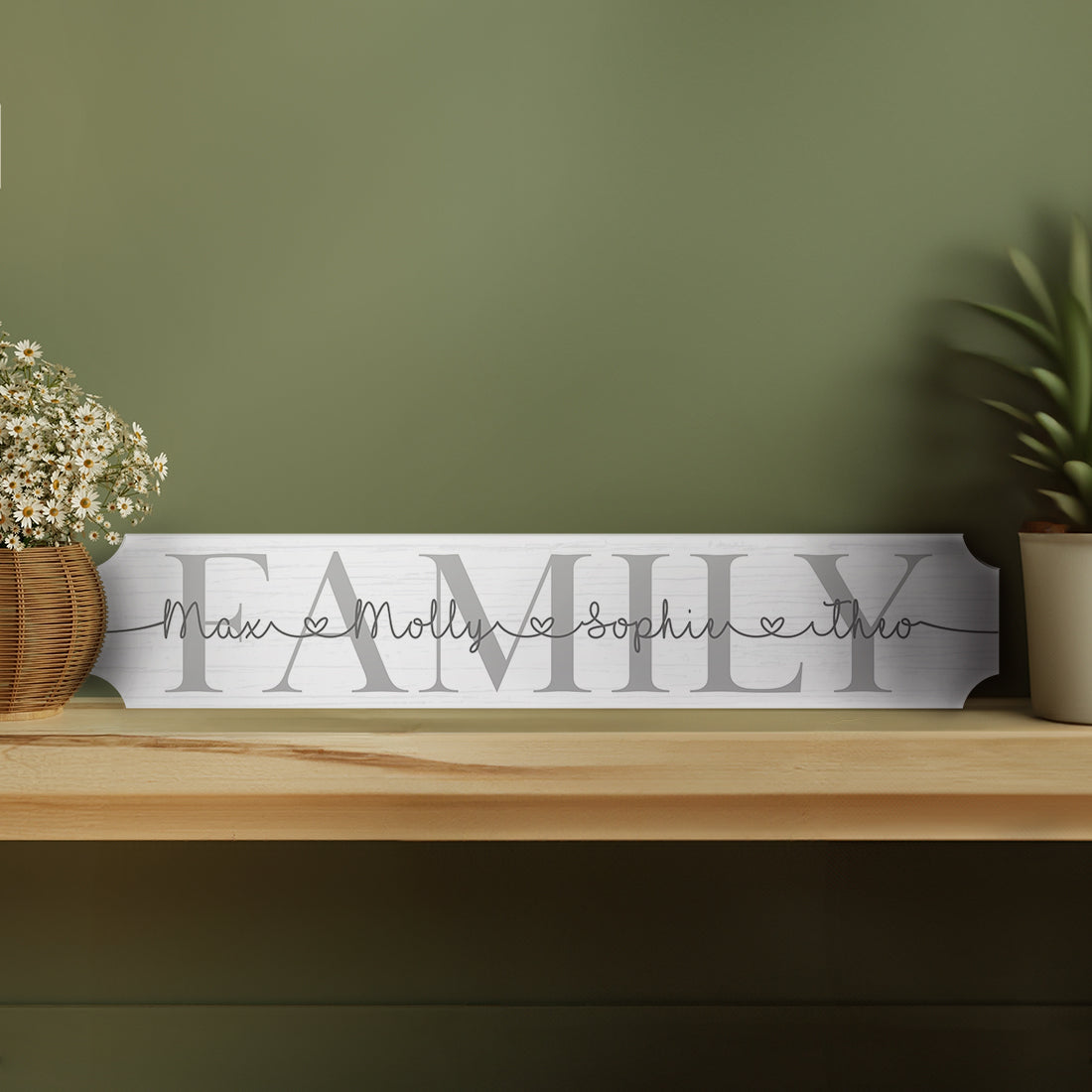 Personalised FAMILY Grey or White Love Heart Street Sign Decoration-Love Lumi Ltd