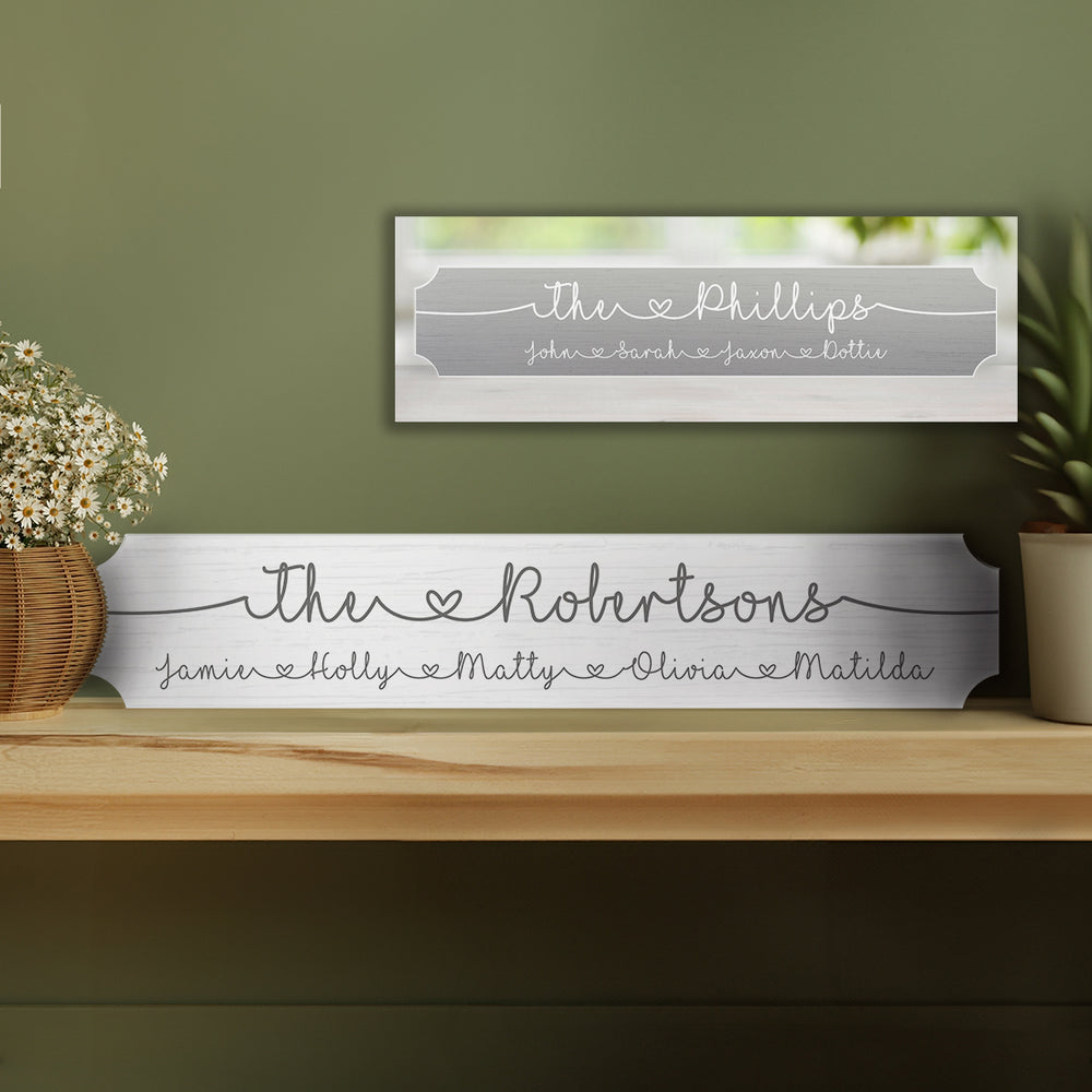 Family Surname Grey or White Couple Love Heart Street Sign Decoration-Love Lumi Ltd