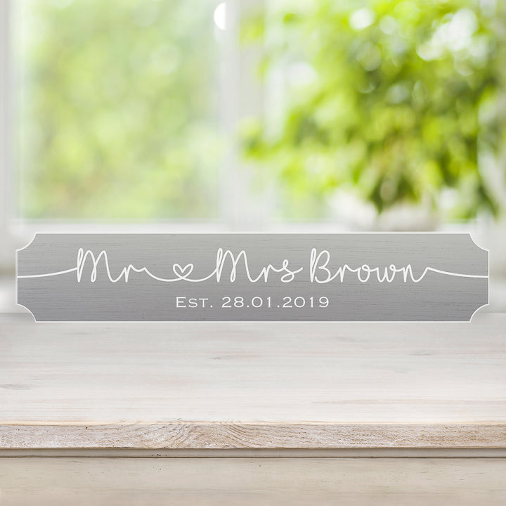 Grey or White Wedding or Anniversary Love Heart Street Sign Decoration-Love Lumi Ltd