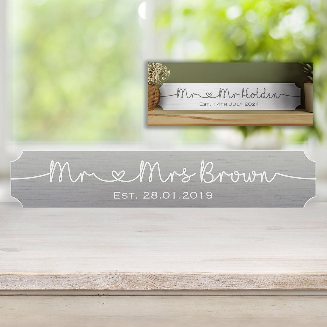 Grey or White Wedding or Anniversary Love Heart Street Sign Decoration-Love Lumi Ltd