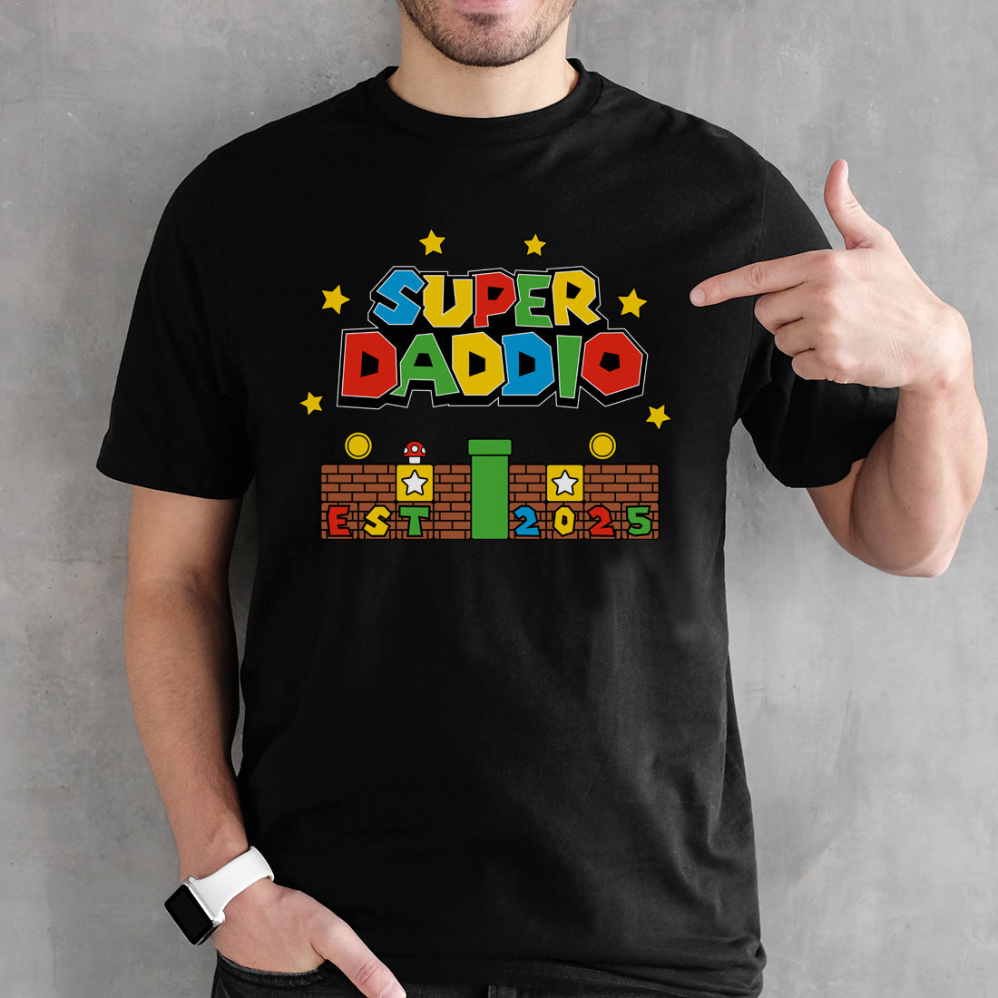 Buzz Shirts "Super Daddio" Retro Dad Gift T-Shirt - Men's Organic Cotton Tee | Father's Day, Birthday Present