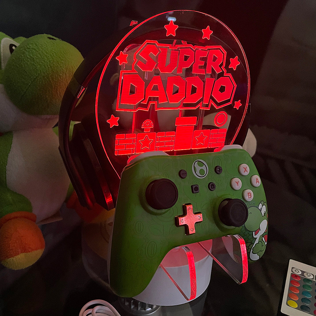 Super Gamer LED Light Controller and Headset Gaming Station with Colour Changing base-Love Lumi Ltd