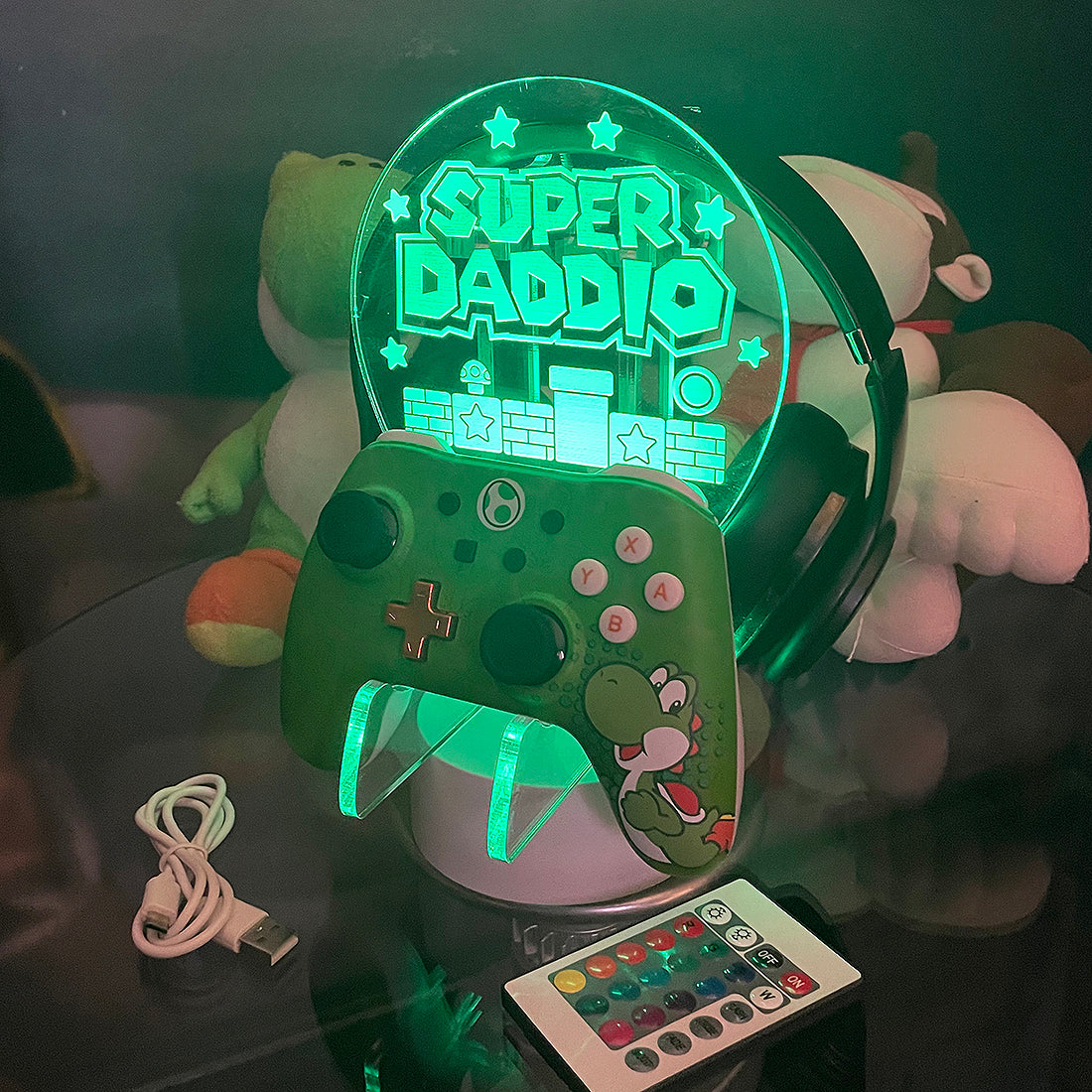 Super Gamer LED Light Controller and Headset Gaming Station with Colour Changing base-Love Lumi Ltd