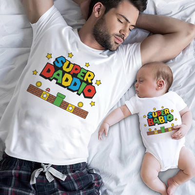 Super Daddio And Babio Gaming T Shirt And Baby Grow Set-Love Lumi Ltd