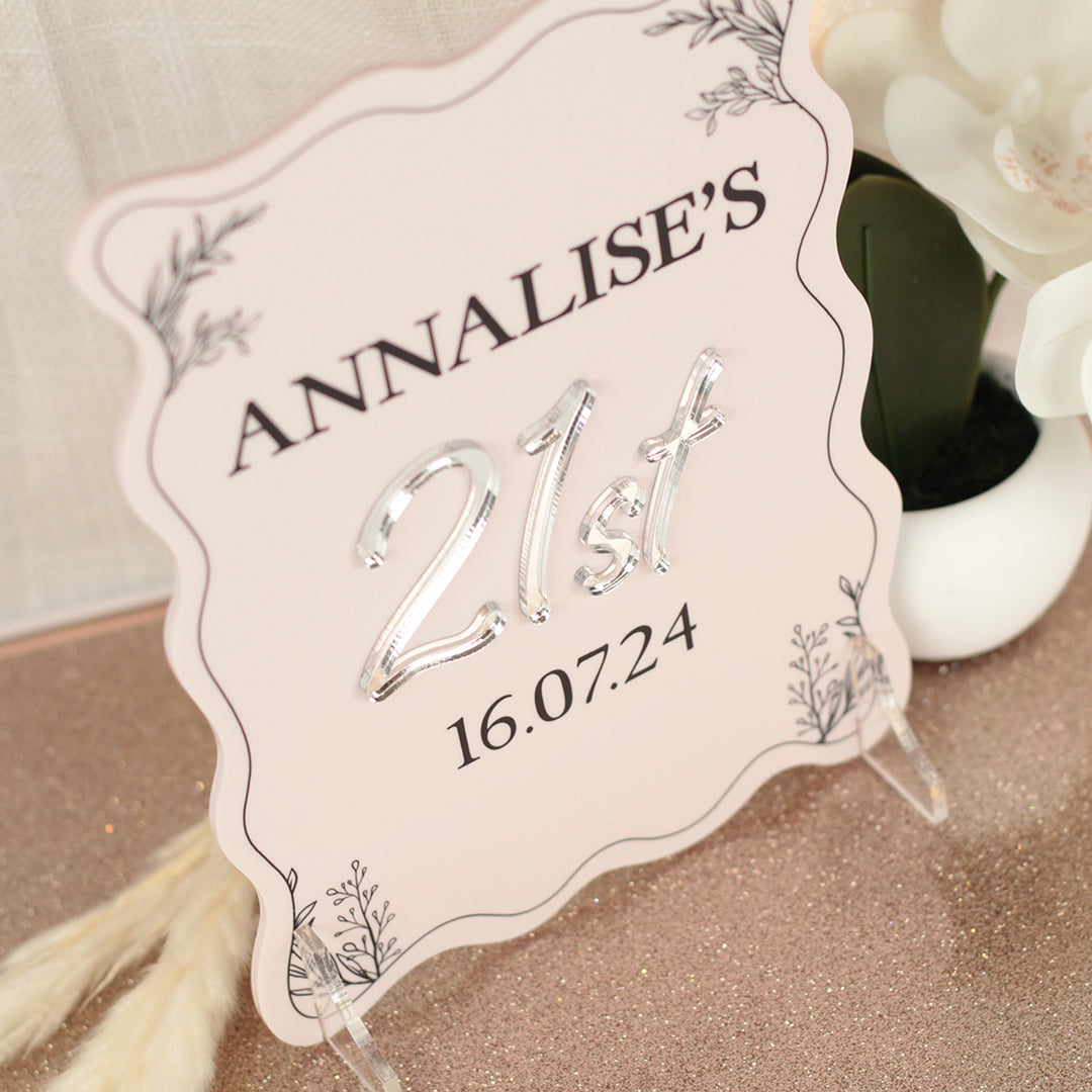 Wavy Edge 3D Acrylic Birthday Party Freestanding Sign-Love Lumi Ltd