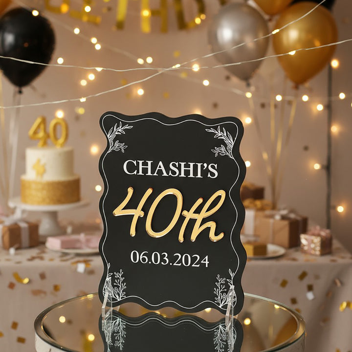Wavy Edge 3D Acrylic Birthday Party Freestanding Sign
