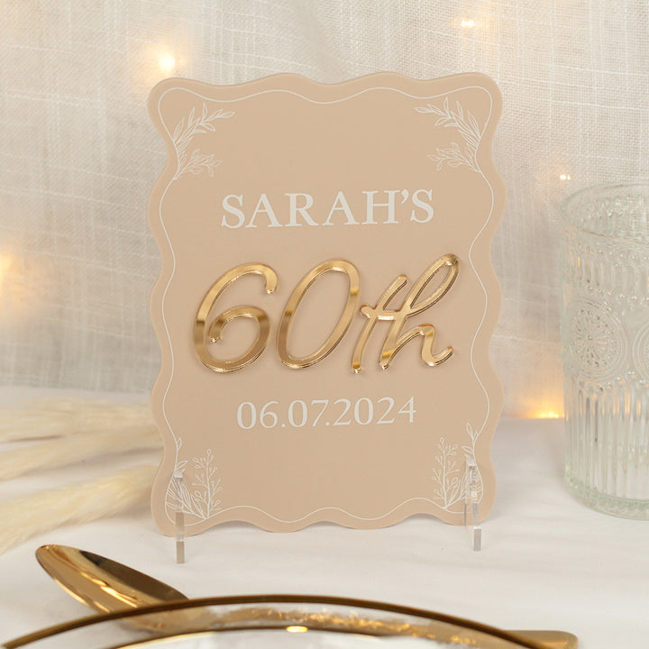 Wavy Edge 3D Acrylic Birthday Party Freestanding Sign-Love Lumi Ltd