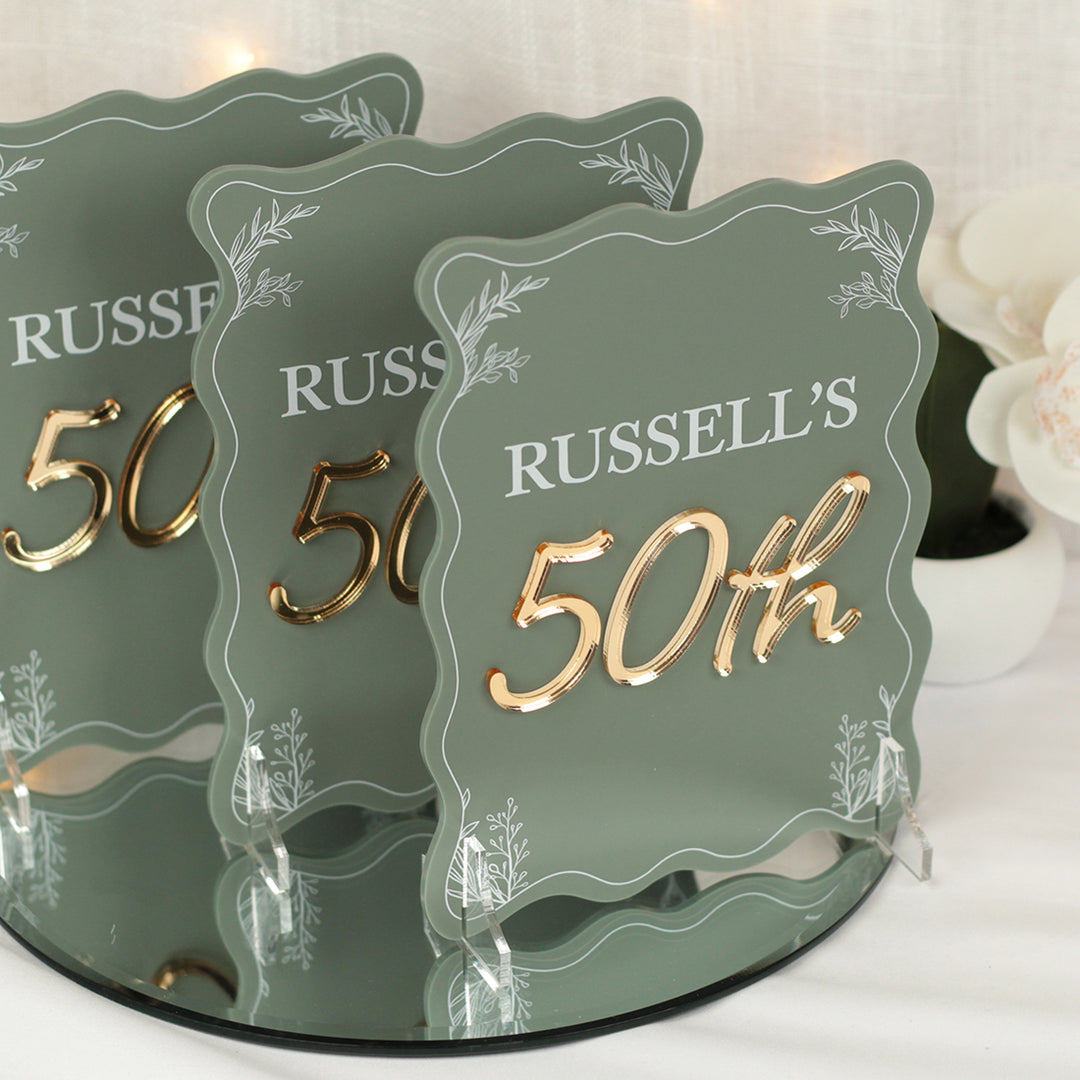 Wavy Edge 3D Acrylic Birthday Party Freestanding Sign-Love Lumi Ltd