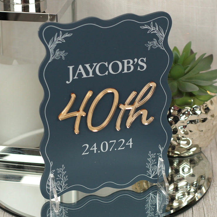 Wavy Edge 3D Acrylic Birthday Party Freestanding Sign