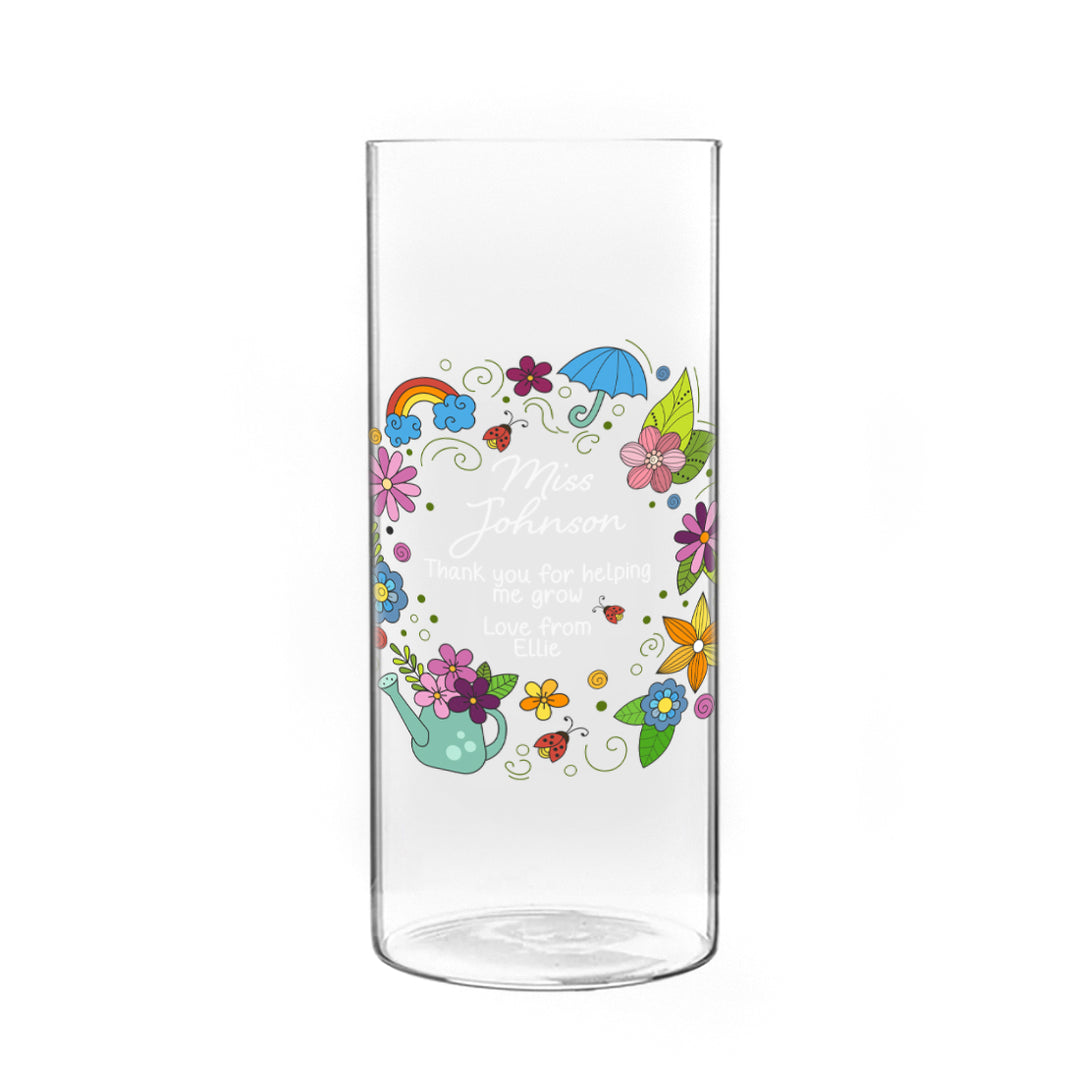 Teacher Doodles Thank You Gift Glass Flower Vase