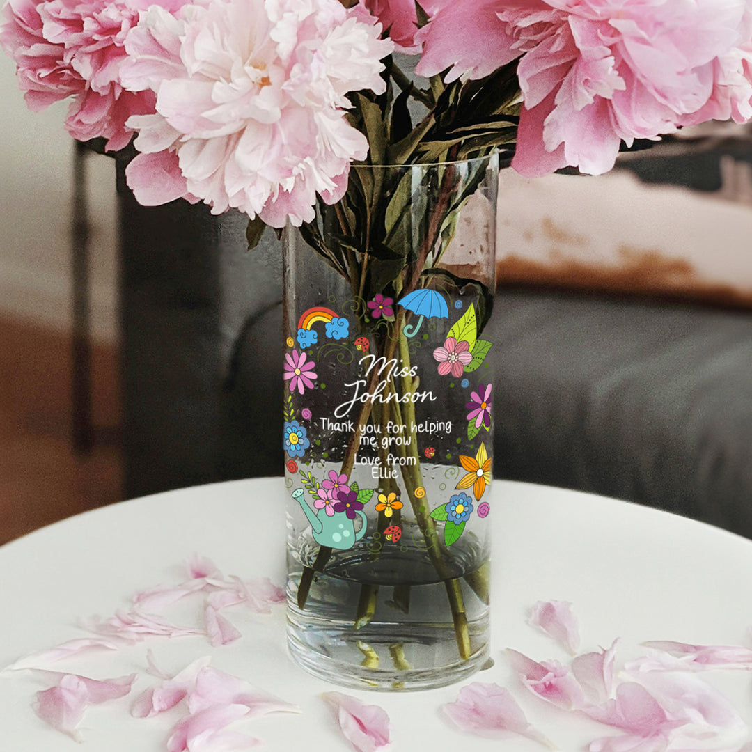 Teacher Doodles Thank You Gift Glass Flower Vase