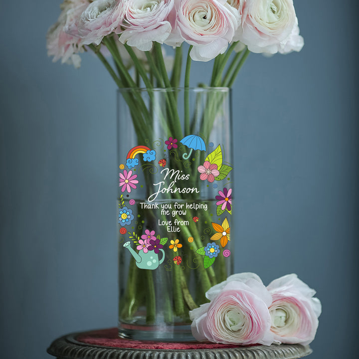 Teacher Doodles Thank You Gift Glass Flower Vase