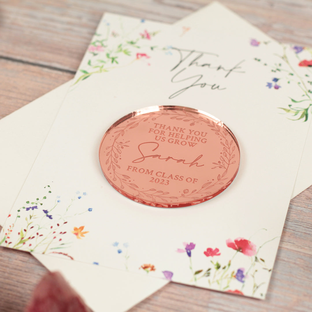 Thank You For Helping Me Grow Teacher Wildflower Magnet &amp; Card