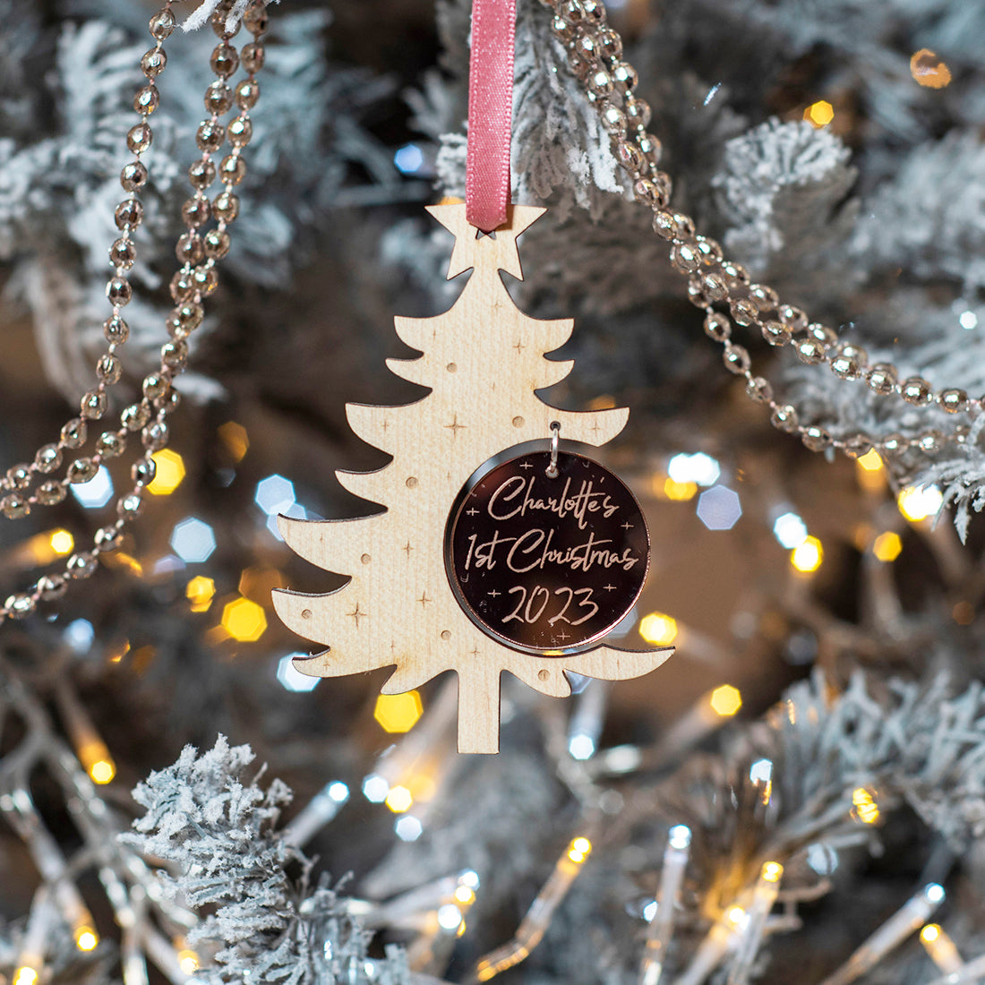 Baby's 1st Christmas Tree with Mirror Bauble Christmas Decoration-Love Lumi Ltd