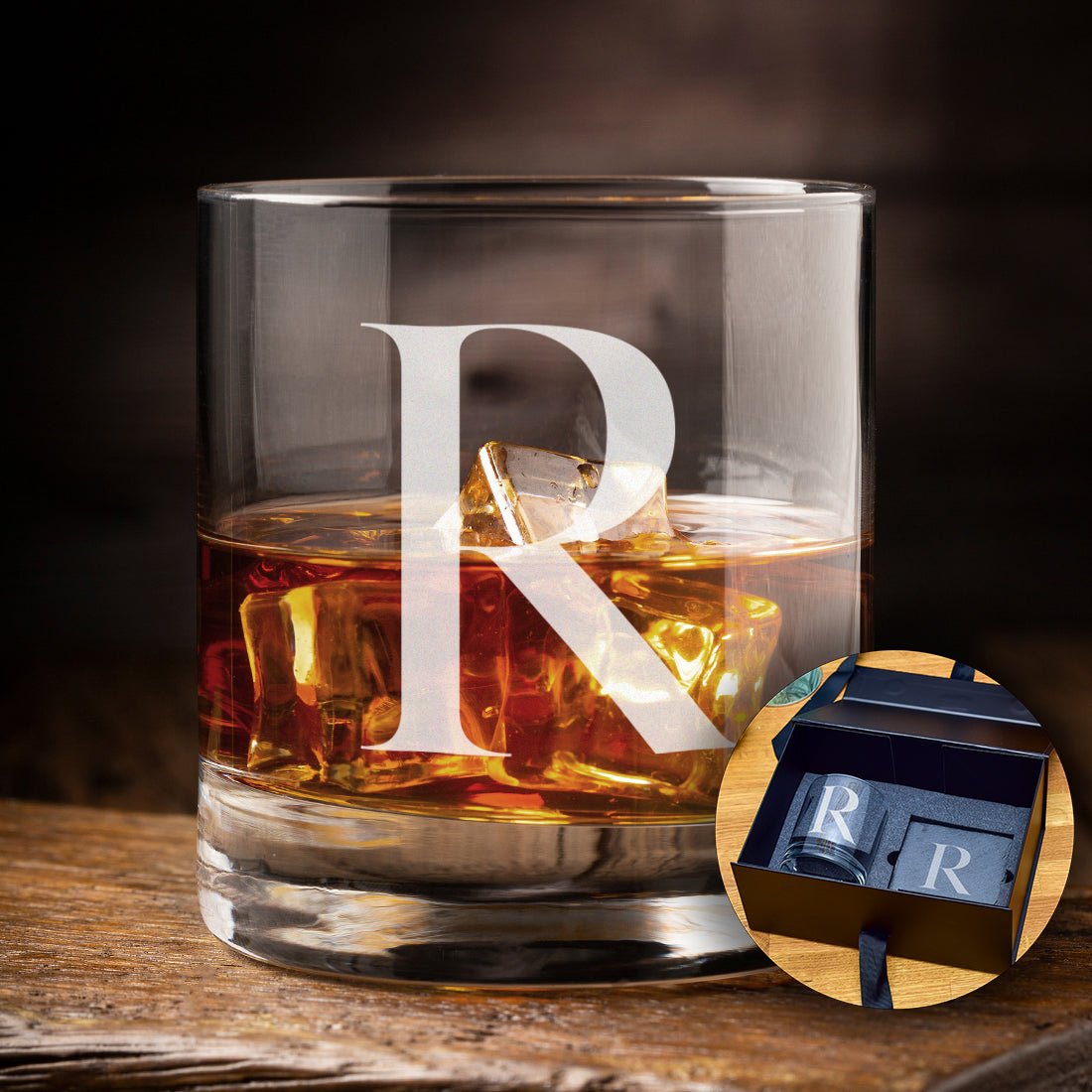 Classic Initial Engraved Whiskey Glass