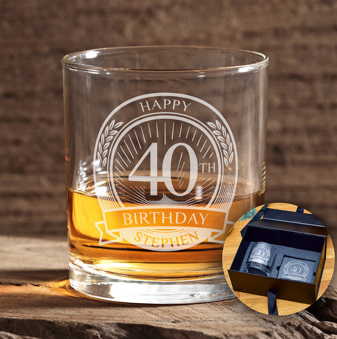Happy Birthday 40th Engraved tumbler Glass