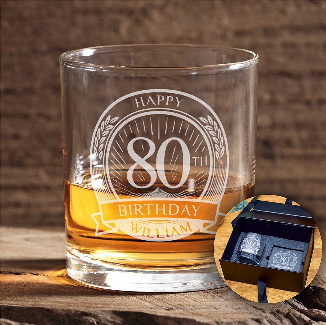 Happy Birthday 80th Engraved tumbler Glass
