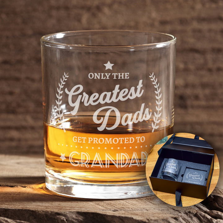 Promoted to Grandad Whiskey Glass Tumbler