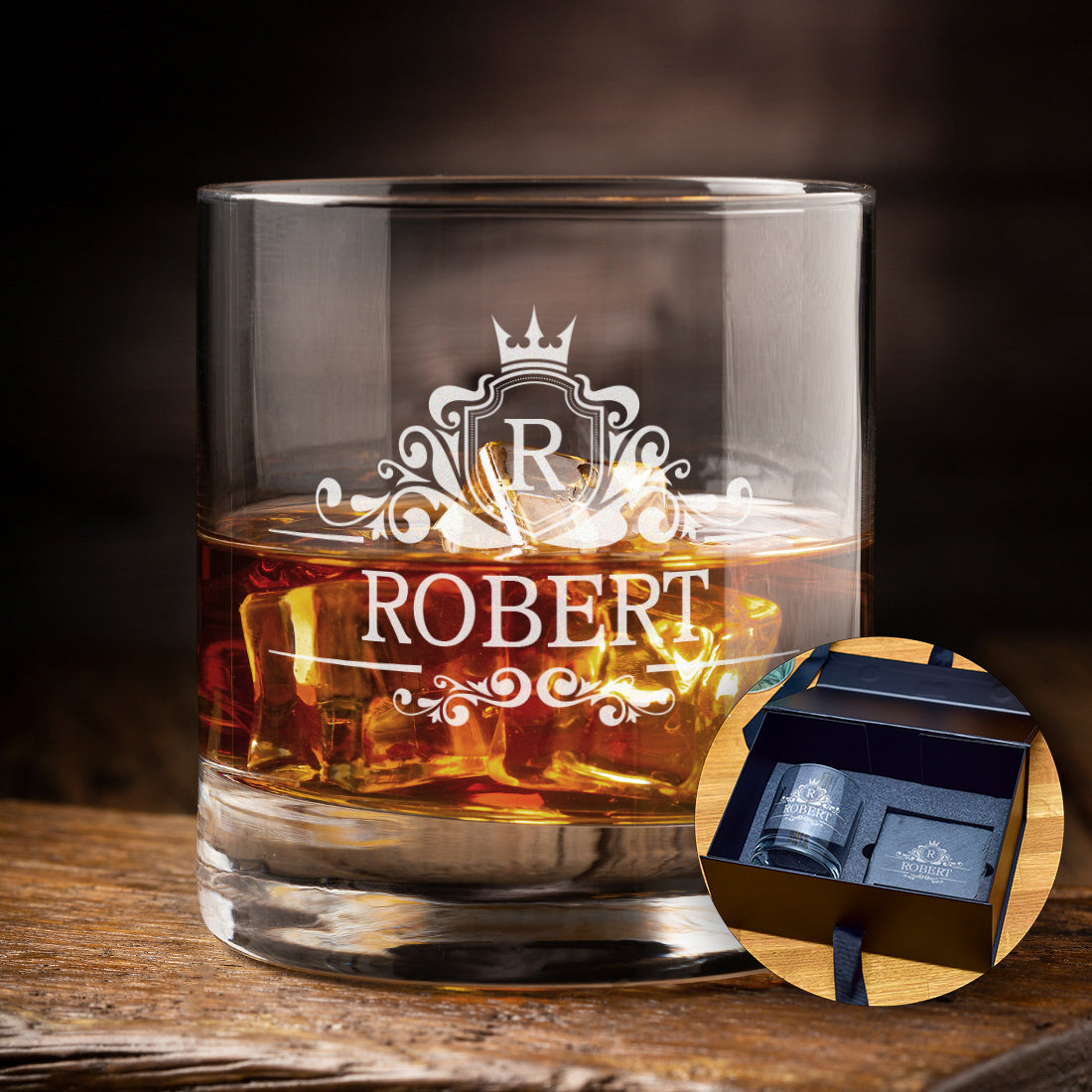 Personalised Regal Frame Initial Engraved Tumbler Glass-Love Lumi Ltd