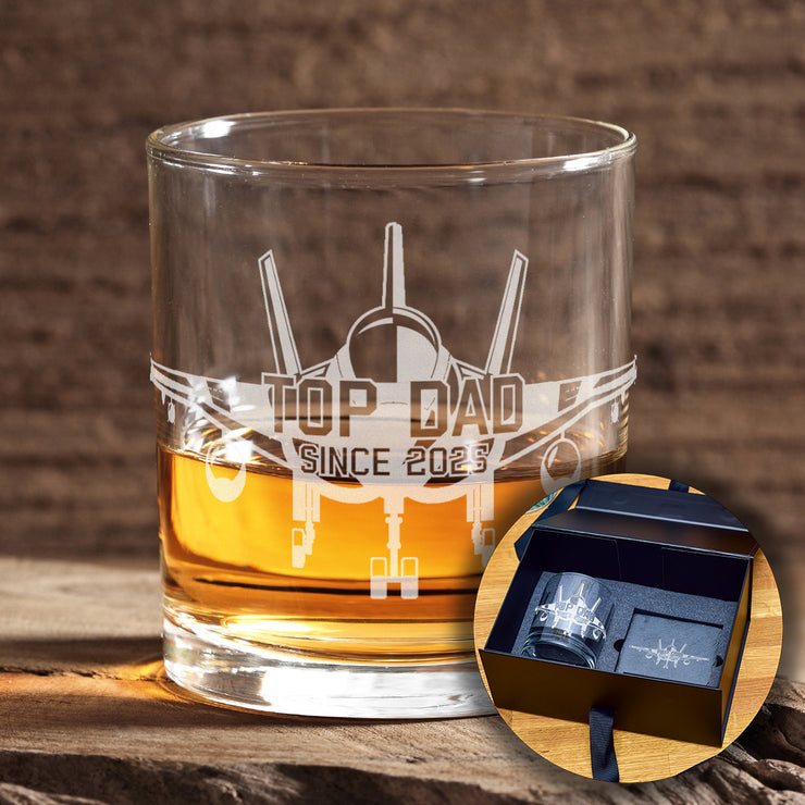 Top Dad Jet Plane Whiskey Tumbler Glass