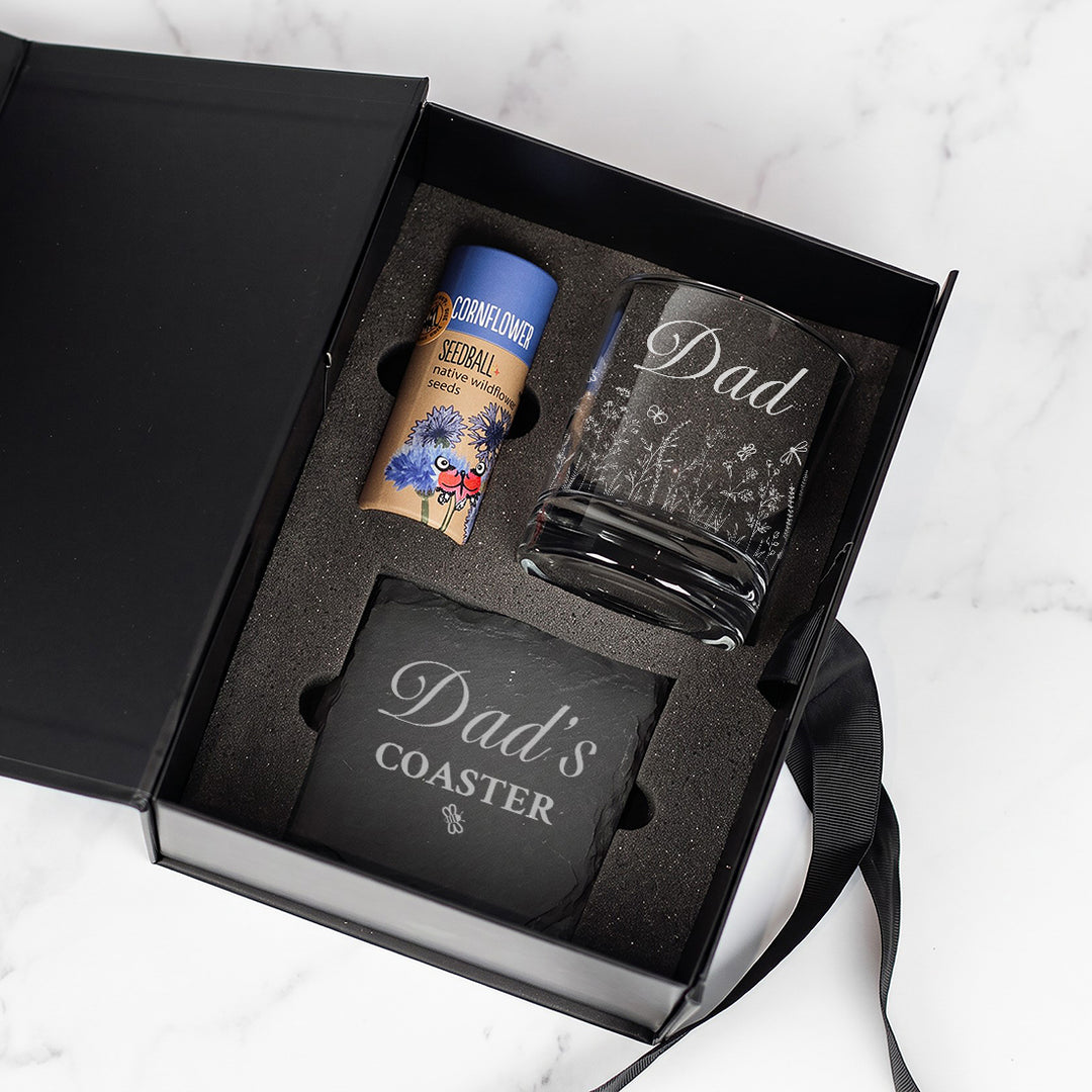 Whiskey Glass And Cornflower Wildflower Seed Balls Gift Set