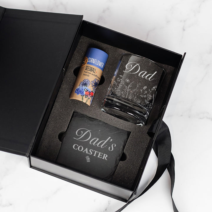 Whiskey Glass And Cornflower Wildflower Seed Balls Gift Set