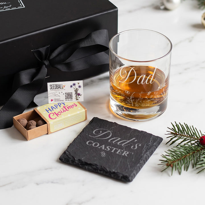 Whiskey Tumbler And Christmas Wildflower Seed Balls Gift Set