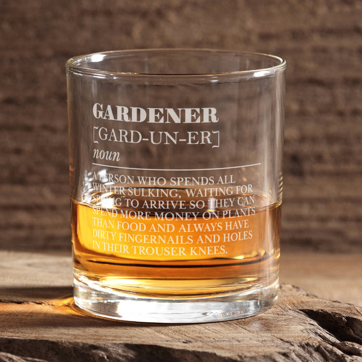 Gardener Dictionary Definition Engraved Tumbler Glass