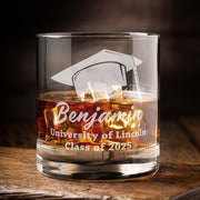 Graduation Cap Engraved tumbler Glass