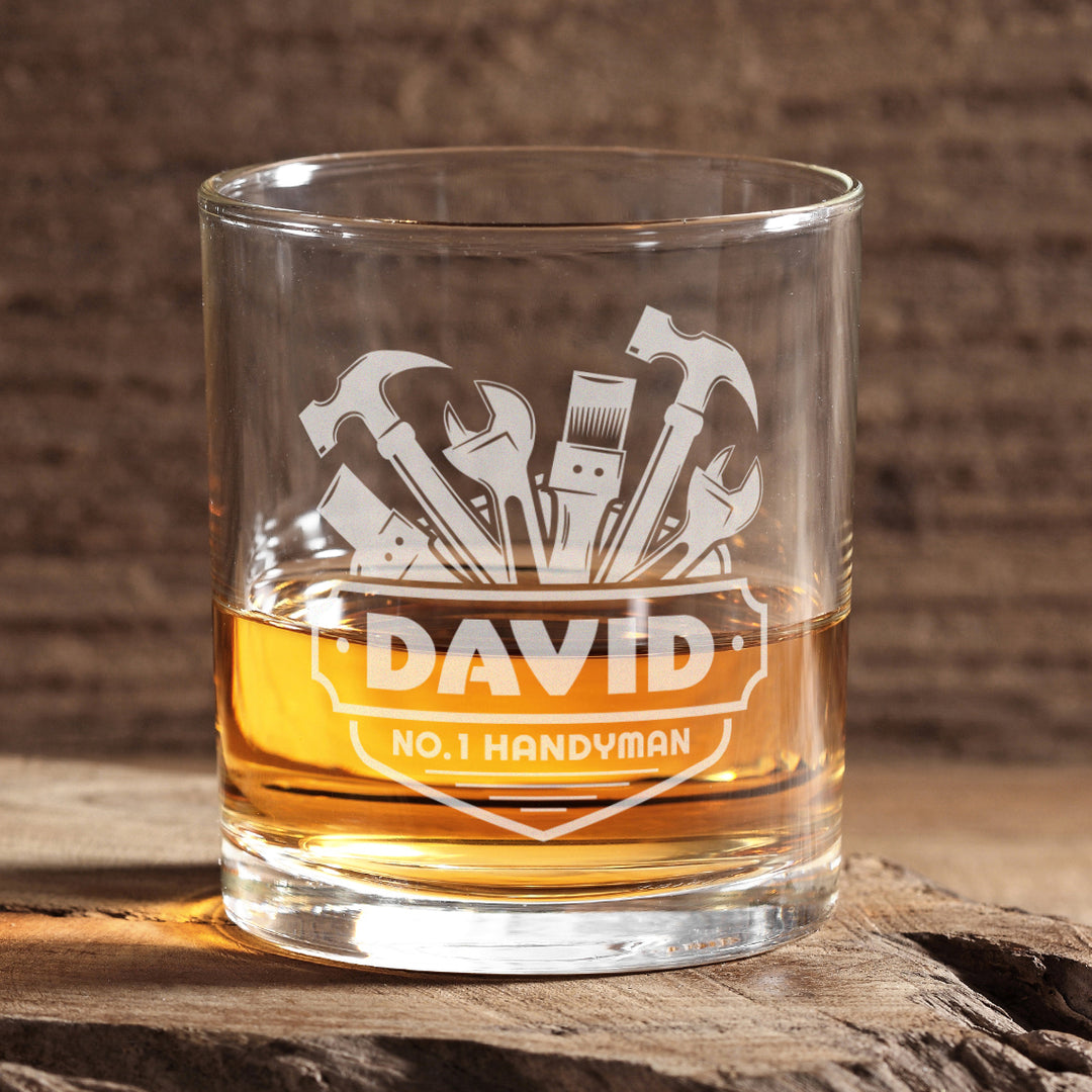 Personalised No.1 Handyman Whiskey Glass Tumbler