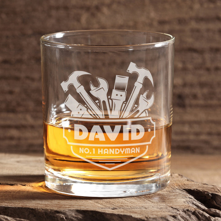 Personalised No.1 Handyman Whiskey Glass Tumbler