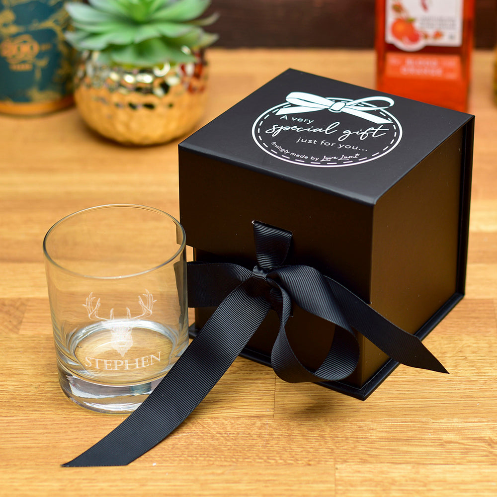 Personalised Stag Engraved Whiskey Glass-Love Lumi Ltd
