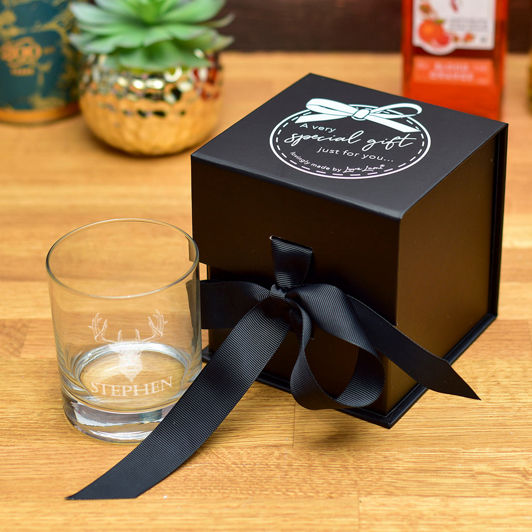 Personalised Stag Engraved Whiskey Glass-Love Lumi Ltd