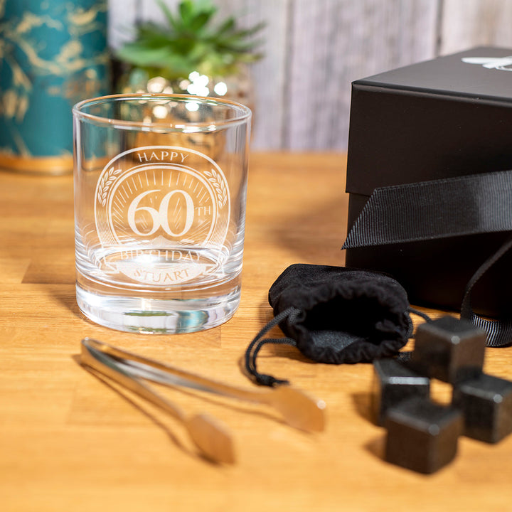 Happy Birthday 60th Engraved tumbler Glass
