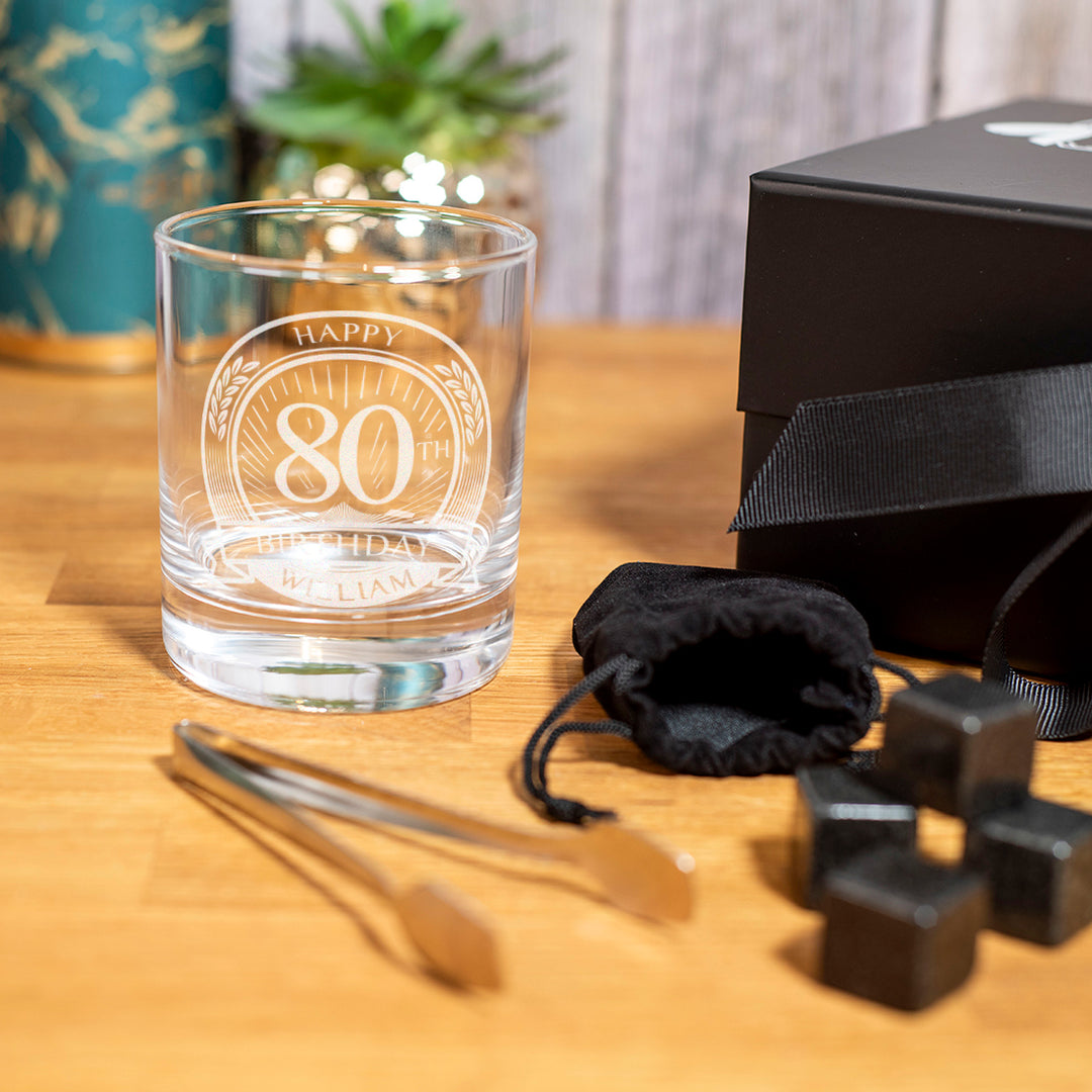 Happy Birthday 80th Engraved tumbler Glass