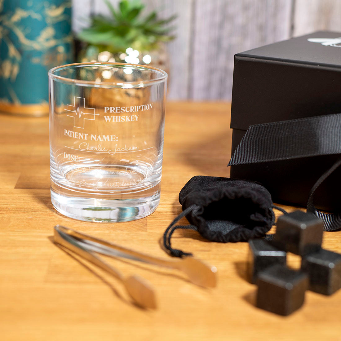 Prescription Whiskey Tumbler Glass Gift Boxed Set