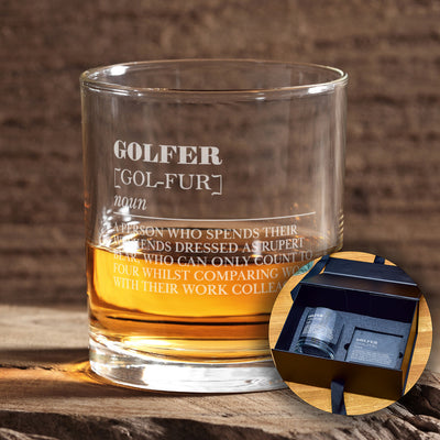 Golfer Dictionary Definition Engraved Tumbler Glass