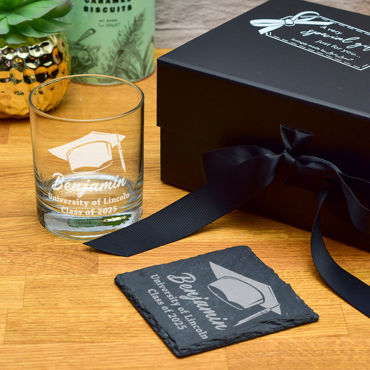 Graduation Cap Engraved tumbler Glass