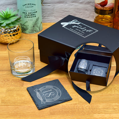 Luxury Gift Boxed Happy Birthday Glass Tumbler and Coaster Set