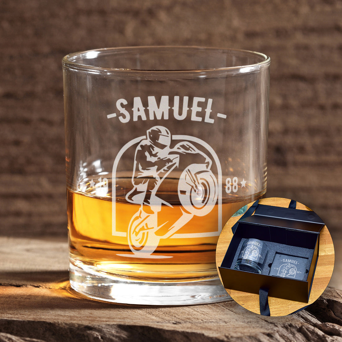 Personalised Motorbike Engraved Whiskey Glass-Love Lumi Ltd